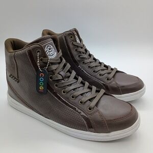 Coogi Australia Mens Brown Leather High Top Sneakers Size 11 Lace Up Shoes